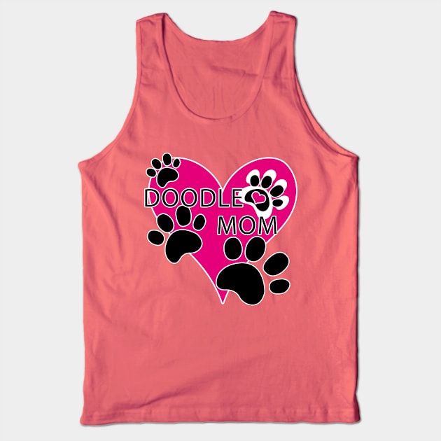 Doodle Dog Mom Big Heart Paw Prints Tank Top by TLSDesigns